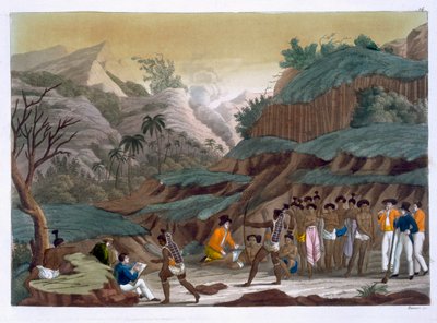 First Meeting of French Explorers with the Indigenous Peoples, Island of Ombay, plate 14 from 